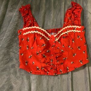 Urban Outfitters Selena Ruched Cropped Top Size L